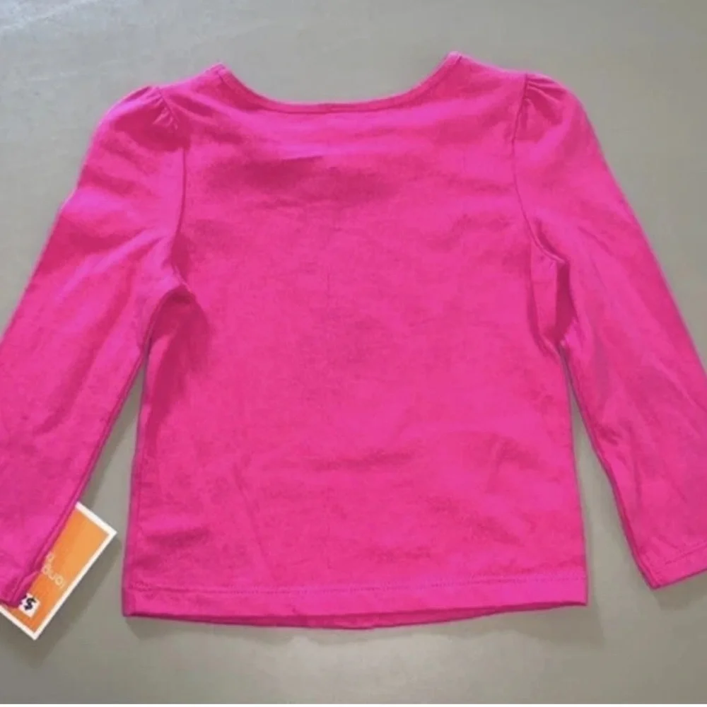 Black Cat Applique Halloween Girls Top Shirt Long Sleeve 24m Hot Pink